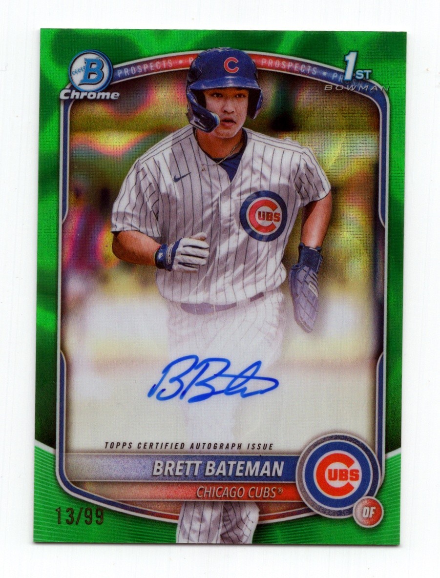 Brett Bateman 2025 Bowman Chrome 1st Green Lava Refractor Auto Prospect RC 13/99