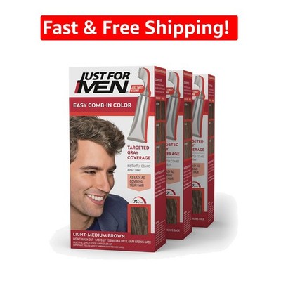 Quick 10-Minute Comb-In Color for Men - Light-Medium Brown A-30 Pack of 3