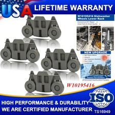 4Pcs W10195416V Dishwasher Wheels W10195416 Lower Rack Kit For Whirlpool,Kenmore
