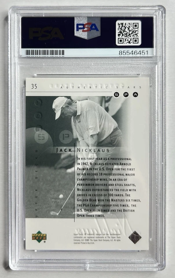 2001 SP Authentic Stars Golf Jack Nicklaus Signed Preview Card PSA/DNA 10 Auto - Image 2 of 2