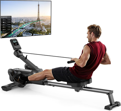 スポーツ Rowing Machine Compact Foldable Magnetic Rowing Machine with 16 Levels & 350 LBS