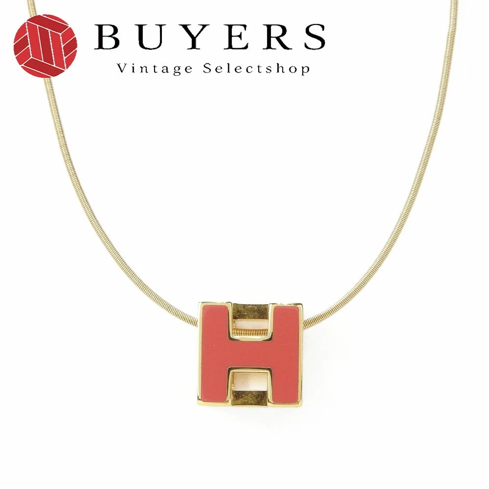 HERMÈS Collana Hermes usata cenere cardata H cubo oro rosa gp ciondolo accessori donna fa