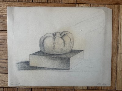 Antique Late 19th Century Academic Study Still Life Drawing Dated 1892 11 x 8.2