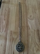 Vintage Scorpio Zodiac Astrology Medallion Pendant Necklace Silver Large