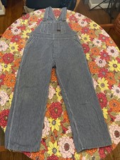 Vtg 50s Big Smith Sanforized Hickory Striped Denim Overalls Union USA Bibs Work
