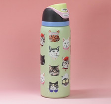 Owala Freesip 32OZ Insulated Stainless Steel Water Bottle Cats pattern