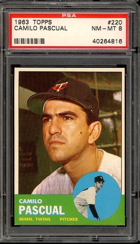 1963 Topps Baseball #220 Camilo Pascual PSA 8
