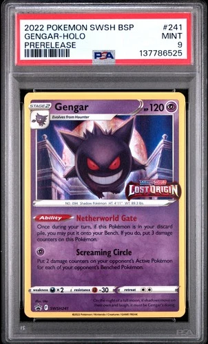 2022 POKEMON SWSH BLACK STAR PROMO PRERELEASE #241 GENGAR-HOLO PSA 9