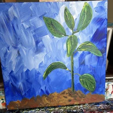 Abstract,plant,botanical,spring,original Acrylic Painting,12/12