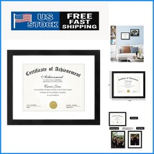 Sleek Black 11x14 Document Frame with Mat - Protect Your Awards and Certificates