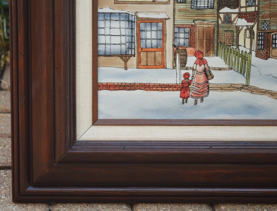 Vintage Hargrove Serigraph Painting Town Landscape Street Scene Winter - Image 2 of 4