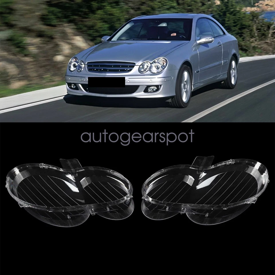 Par Para Mercedes Benz CLK C209 W209 2004-2009 Repuesto Cubierta Lente Faro Foto 2 de 4