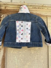 Kids' Denim Jacket with Multicolor Designer Logo Pattern