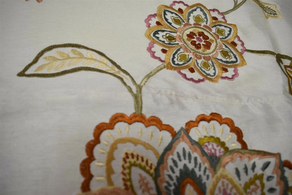 Lee Jofa -Flores- Opal-Petal- Luxury Fabric-  w 25"x L 35"-Embroidery Flowers - Image 3 of 4