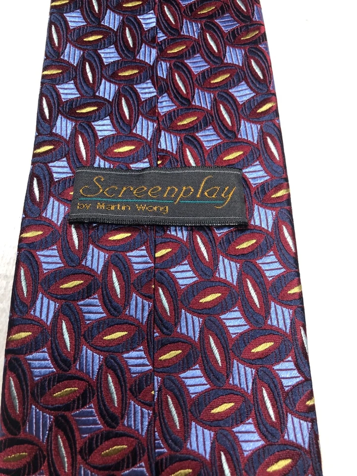 CORBATA MARTIN WONG HOMBRE AZUL ORO BLANCO NEGRO 4 X 59 Foto 4 de 4