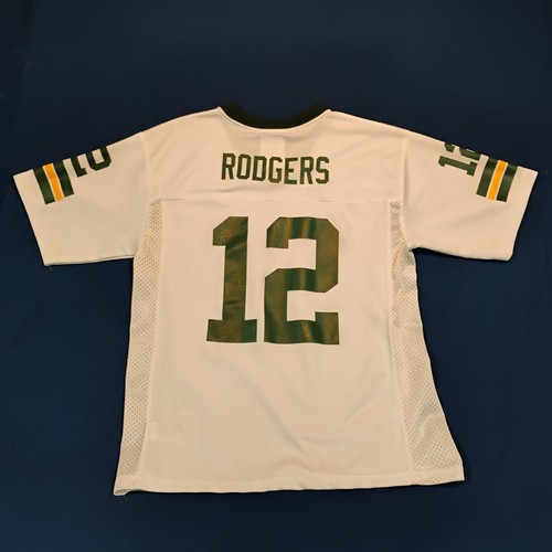 NFL White Green Bay Packers Aaron Rodgers 12 Football Youth Jersey Size L - Picture 2 of 5