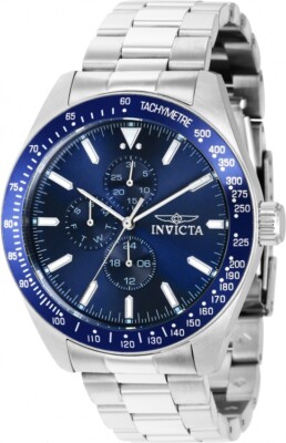 Invicta Men's 38965 Aviator Quartz Multifunction Blue Dial Stainless Steel Watch