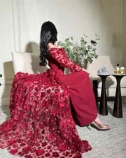 Red Appliques Embroidery Prom Dress Mermaid Customized Floor-Length Evening 2025