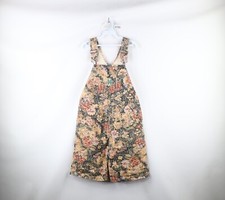 NOS Vintage 90s Streetwear Womens Medium Flower Denim Jean Overalls Shortalls