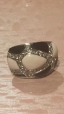 Costume Adjustable Black And White Cocktail Ring