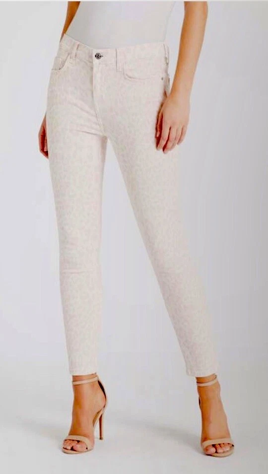 Jeans Current Elliott Cintura Alta Stiletto Rosa Leopardo Talla 30 Nuevos con Etiquetas