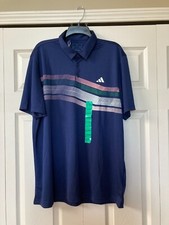 Adidas Men's Core Chest Stripe Short Sleeve Golf Polo Shirt, XL, Navy Blue,