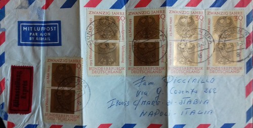 5 STAMPS ON TRAVEL LETTER JUNE 1969 FEDERAL REPUBLIC DEUTSCHLAND