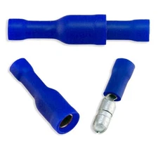 Blue Solderless Crimp Bullet Plug Connector Male-Female 16-14 GAUGE