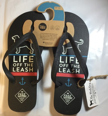 black dog flip flops