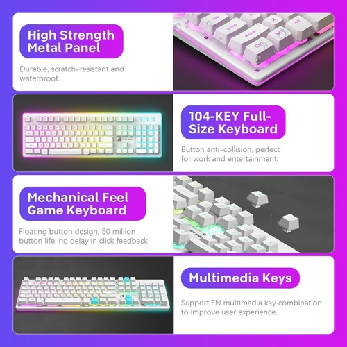 Wireless Gaming Keyboard and Mouse Rainbow LED Backlit Rechargeable - Picture 14 of 19