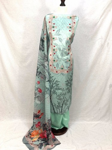 Elan Silk Digitaldruck Indisch Pakistanisch 3 Stück Japan Seide Schalwar Kameez Set - Bild 19 von 56