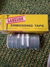 LOT 7 ROLLS Vtg LABELON GREY GLOSSY MATTE EMBOSSING TAPE 1/2" x 12' NEW OS 