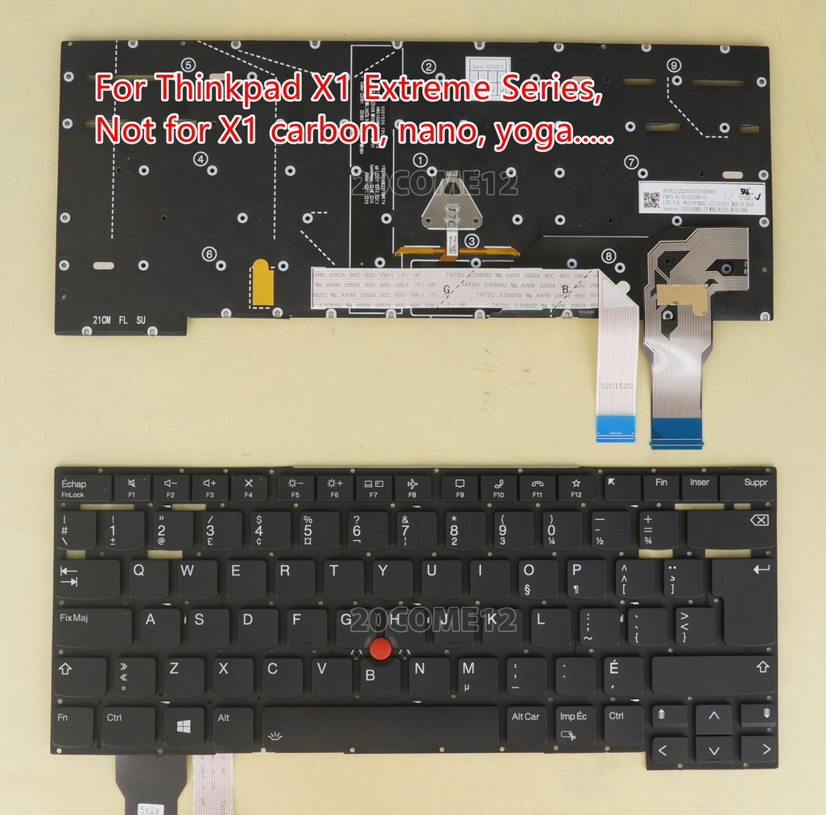 Clavier AZERTY Original Lenovo Pour ThinkPad X1 Extreme Gen5 (21DE 21DF) – Neuf