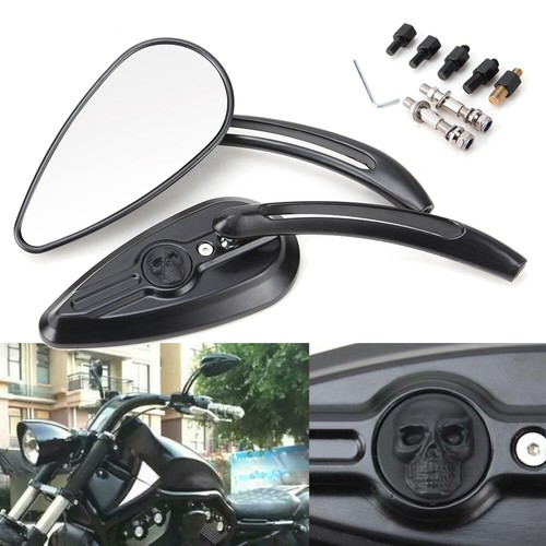 Black Rear View Mirrors For Harley Road Glide, Street Glide, Sportster, Dyna, Softail – 8mm Thread, 2-Pack