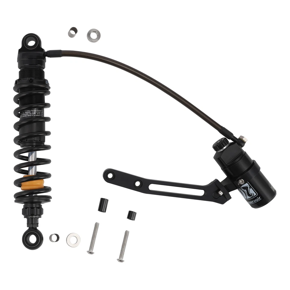 Amortiguador de suspensión trasera depósito remoto apto para Harley Road Street Glide 2014-25 Foto 3 de 4