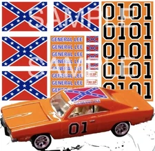 General Lee Decals 1:64 scale redline hot wheels 4 sets