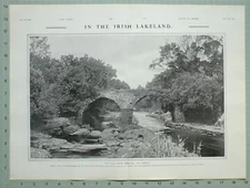1903 PRINT IRISH LAKELAND OLD WEIR BRIDGE KILLARNEY