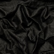 Black Crushed Shantung Dupioni 100 Silk Fabric, 52" Wide, By The Yard SM-410