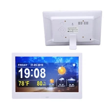 US Plug WIFI Weather Clock 10in White Date Time Temperature Humidity Color D Fit