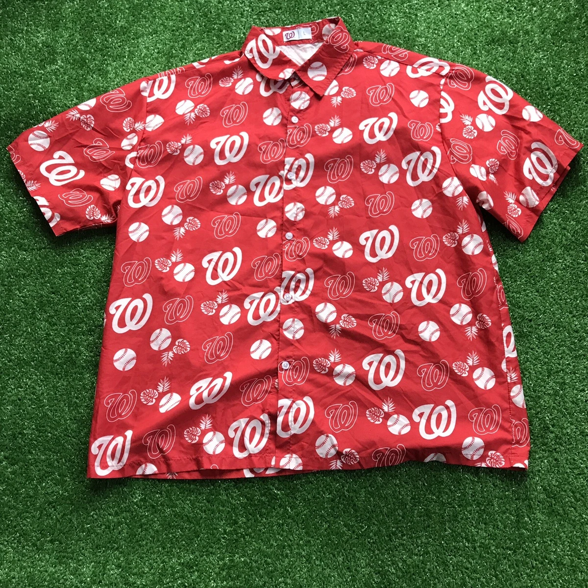 Washington Nationals Hawaiian Shirt MASN SGA Mens Sz L MLB Stadium