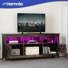 Rustic TV Stand Console for 65" TVs with Power Outlets LED Entertainment Center