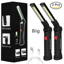 Magnetic Rechargeable Cob Led Red Work Light Lamp Flashlight Folding Torch