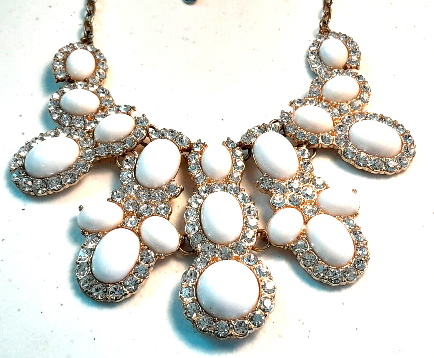 Cosmopolitan Gem Statement Bib Bling 16" White Ac… - image 1