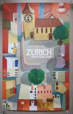 Oryg. plakat podróżny, Zurych, Szwajcaria, Steffen Wolff do biura turystycznego, 1978