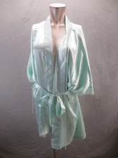 Go Softly Size S Womens Mint Satin Elbow Sleeve Waist Tie Short Sleep Robe 297
