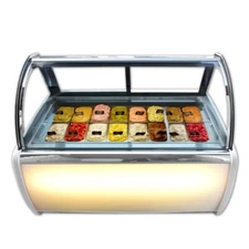Commercial 16 Pans Gelato Ice Cream Showcase Ice Cream Freezer Auto Defrost