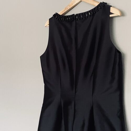 Hobbs size 14 black cocktail black lined dress diamanté neck zipper fastening - Picture 8 of 10