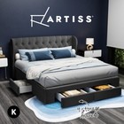 Artiss Bed Frame King Size Mattress Base with 4 Storage Drawers Charcoal MILA