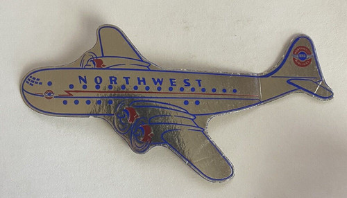 Vintage Northwest Airlines NWA Chrome Airplane luggage sticker