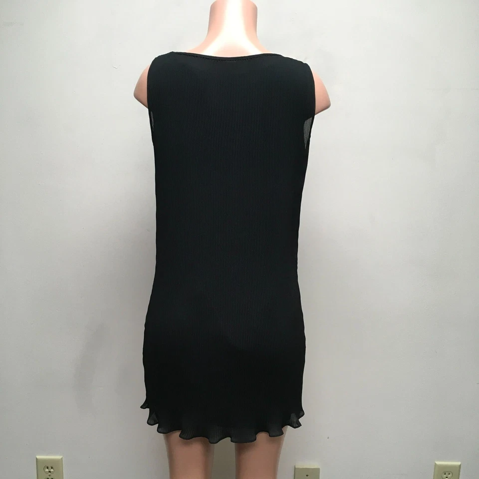 Vestido Vivienne Tam Anne Taylor Negro Sin Mangas Código del Viento del Este Plisado Volantes 2 Foto 4 de 4